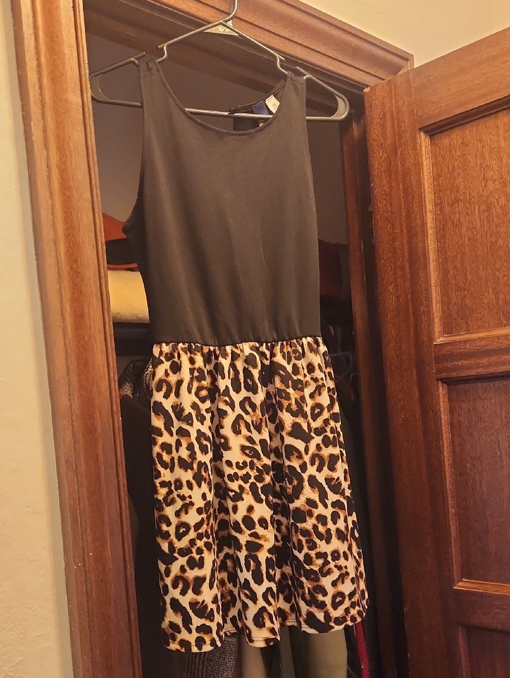 Blue Rain Black Top with Leopard Print Skirt Girls Dress